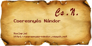 Cseresnyés Nándor névjegykártya